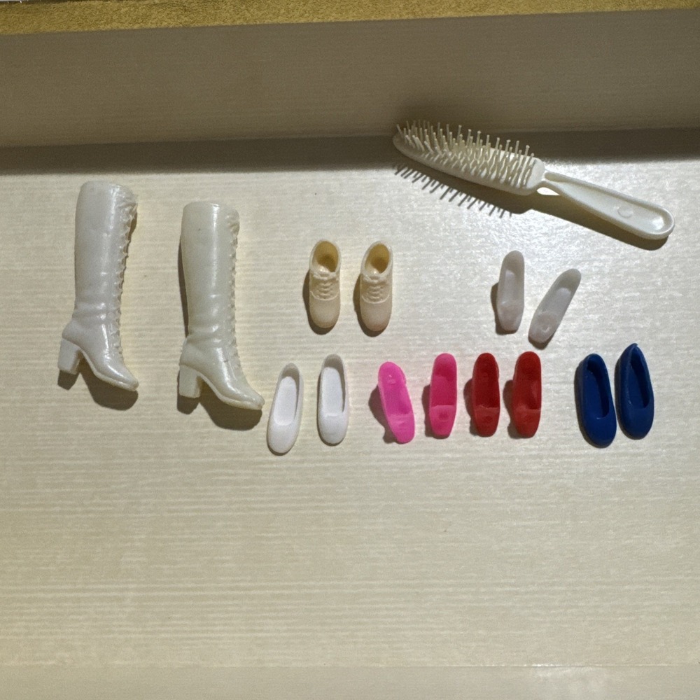 Lot Of 7 Pair Of Vintage Barbie Doll Shoes Flats Heels Sneakers Boots 80s Or 90s